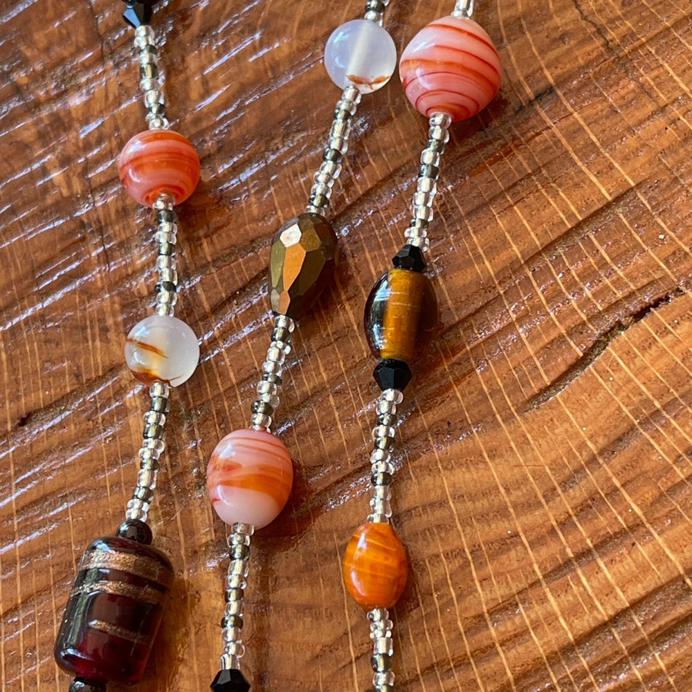 Red Flower Agate Zebra & Picture Jasper Beaded Necklace